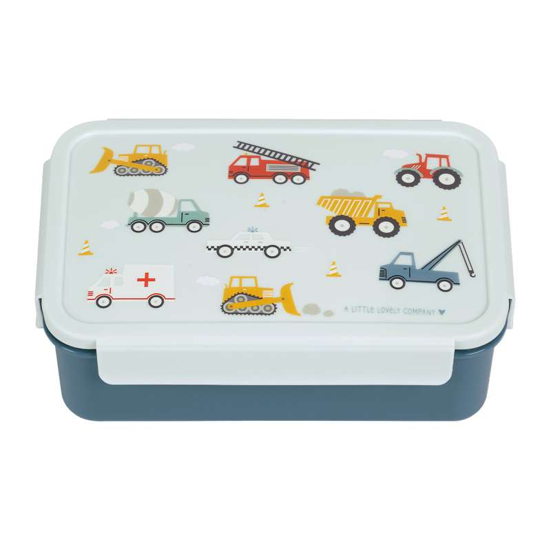 A Little Lovely Company Divided Bento Lunch Box - Vehicles - Blue 