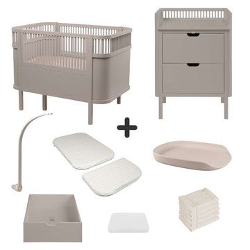 Sebra The Bed and Changing Table with Accessories - Jetty Beige - Deluxe Bundle 3 