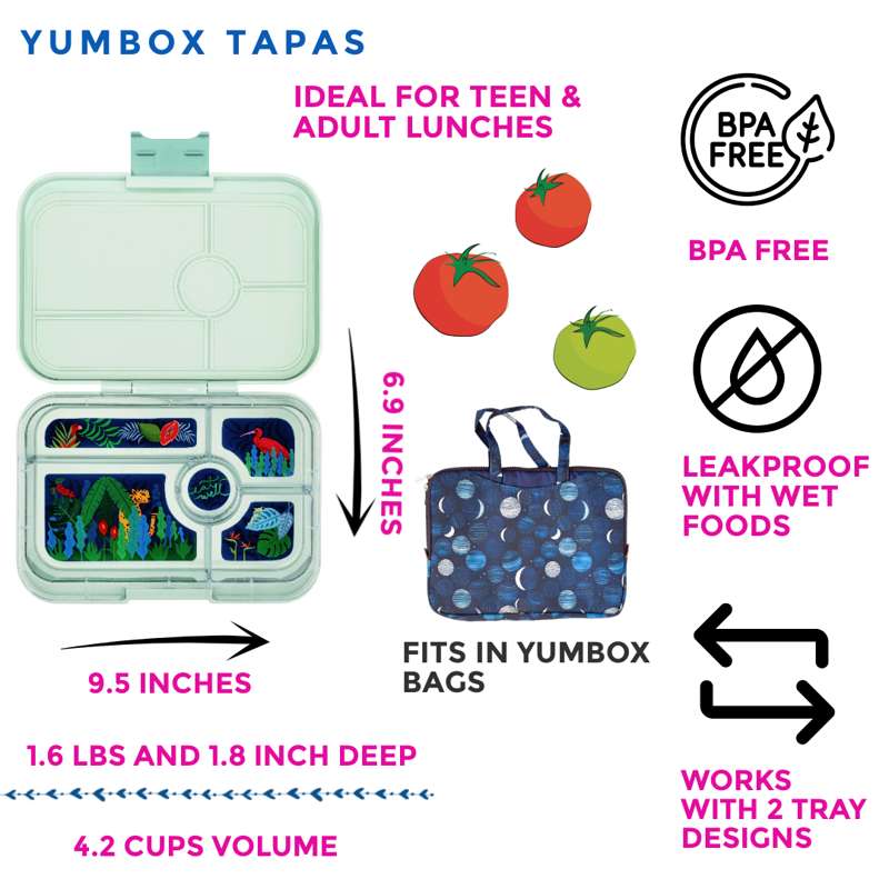 Yumbox Boîte à lunch - Tapas XL - 5 compartiments - Vert pistache/Jungle 