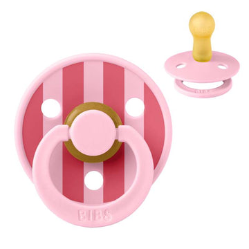 Bibs Round Colour Pacifier - sz. 2 - natural rubber - Studio - Block - Baby Pink/Coral 
