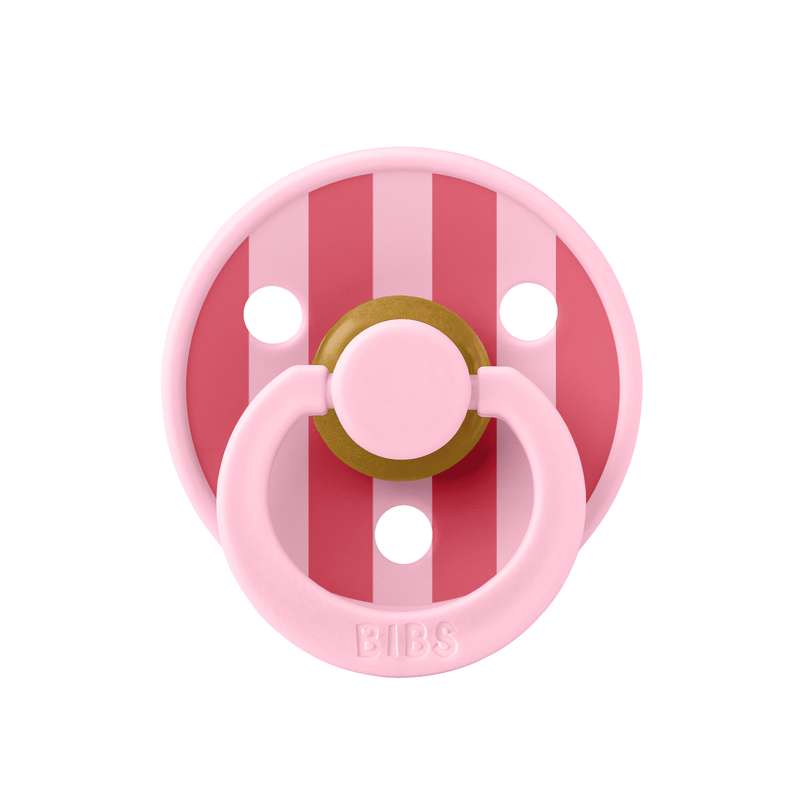 Bibs Round Colour Pacifier - sz. 2 - natural rubber - Studio - Block - Baby Pink/Coral 