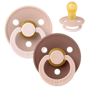 BIBS Rond Kleur fopspeen - mt. 3 - natuurrubber - Studio - Fusion - Blush/Woodchuck Mix 