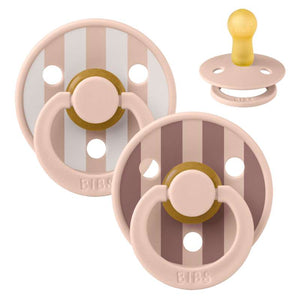 Sucette Bibs Rond Colour - 2-Pak - t. 2 - caoutchouc naturel - Studio - Bloc - Mélange de Blush 