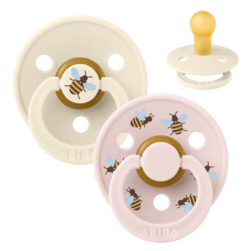 Sucette BIBS ronde Colour - lot de 2 - Taille 1 - caoutchouc naturel - Bumblebee Studio - Ivory Mix