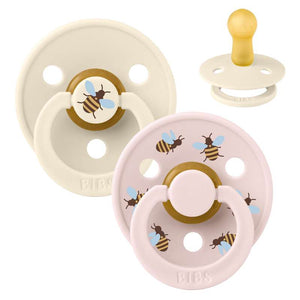 Sucette Bibs Rond Colour - 2-Pack - t. 2 - caoutchouc naturel - Studio - Bumblebee - Mélange d'Ivoire 