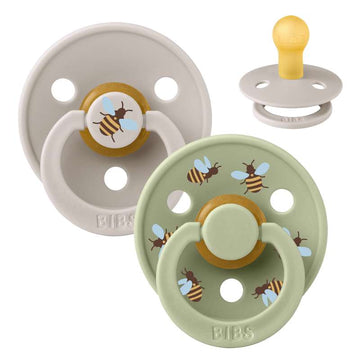 BIBS Ronde Colour Fopspeen - 2-pack - Maat 1 - Natuurrubber - Bumblebee Studio - Mushroom Mix
