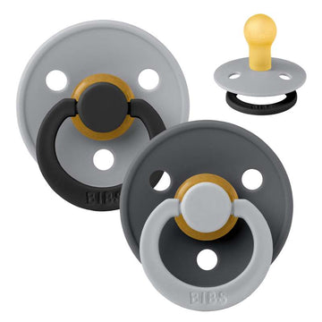 BIBS Round Colour pacifier - sz. 1 - natural rubber - Studio - Fusion - Cloud/Iron Mix 