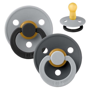 BIBS Round Colour pacifier - sz. 2 - natural rubber - Studio - Fusion - Cloud/Iron Mix 