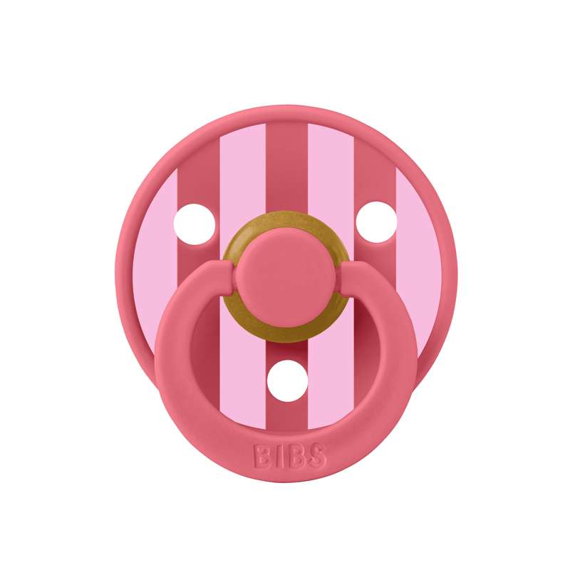 Bibs Kulatý Colour Dudlík - vel. 1 - přírodní guma - Studio - Blok - Korálová/Baby Pink