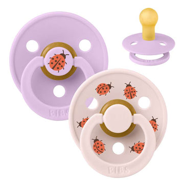 Bibs Кръгъл Colour Биберон - 2-Pack - р-р 1 - естествен каучук - Студио - Божура - Смес от виолетово небе 