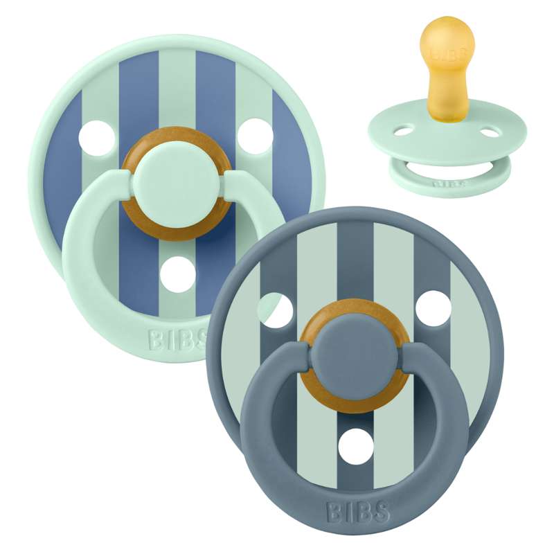 Bibs Round Colour Pacifier - 2-Pack - sz. 2 - natural rubber - Studio - Block - Nordic Mint/Petrol Mix 