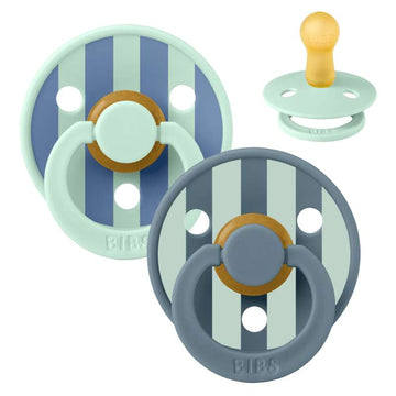 Bibs Round Colour Pacifier - 2-Pack - sz. 2 - natural rubber - Studio - Block - Nordic Mint/Petrol Mix 