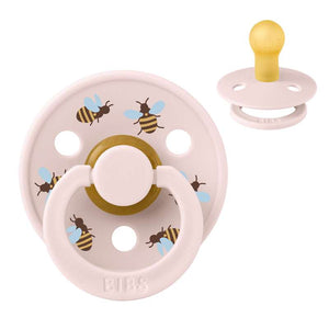 BIBS Round Colour Pacifier - Size 1 - Natural rubber - Bumblebee Studio - Petal