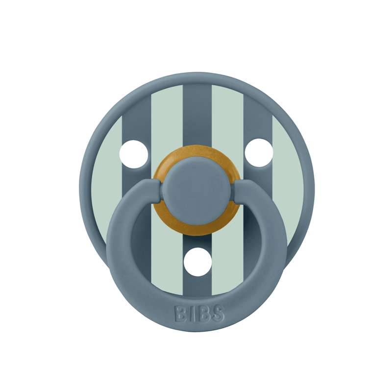 Sucette Bibs Rond Colour - t. 2 - caoutchouc naturel - Studio - Bloc - Pétrole/Nordique Mint 