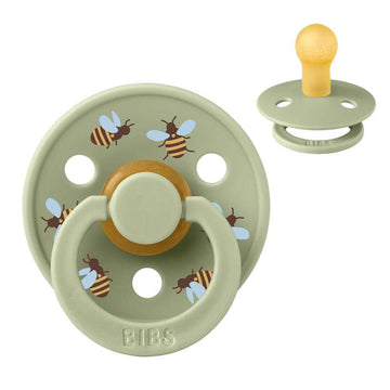 Bibs Ronde Colour Fopspeen - mt. 1 - natuurrubber - Studio - Bumblebee - Salie 
