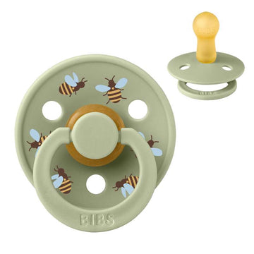 BIBS Round Colour Pacifier - Size 2 - Natural rubber - Bumblebee Studio - Sage