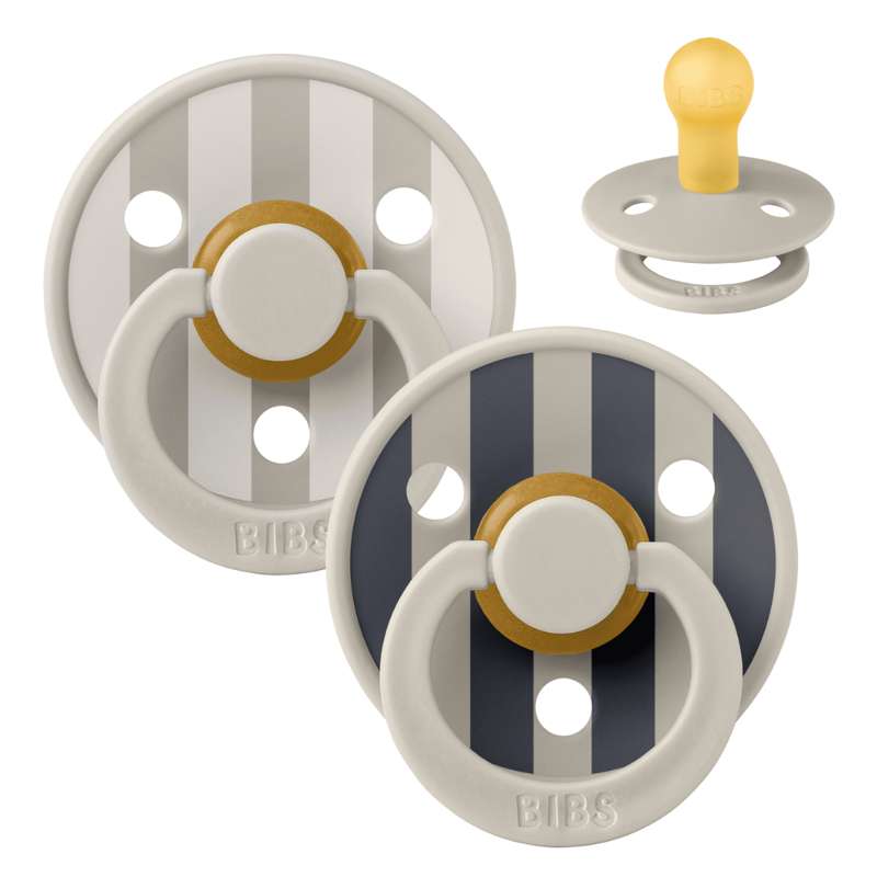 Bibs Round Colour Pacifier - 2-Pack - sz. 1 - natural rubber - Studio - Block - Sand Mix 
