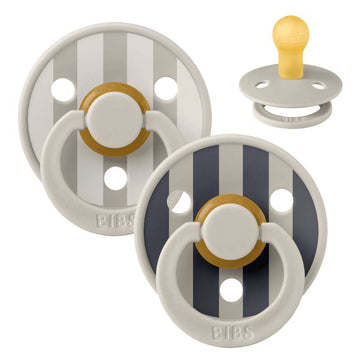 Bibs Round Colour Pacifier - 2-Pack - sz. 1 - natural rubber - Studio - Block - Sand Mix 