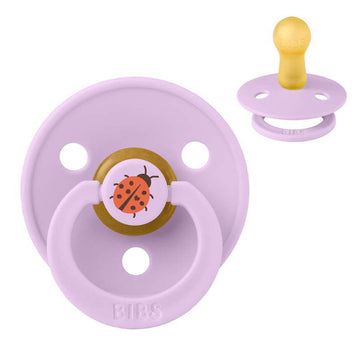 BIBS Round Colour Pacifier - Size 2 - Natural rubber - Ladybug Studio - Violet Sky