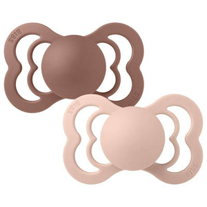 BIBS Symmetrisch Supreme Schnuller - 2er-Pack - Gr. 2 - Naturgummi - Woodchuck/Blush