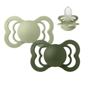 BIBS Symmetrisch Supreme Schnuller - 2er-Pack - Gr. 2 - Silikon - Sage/Hunter Green