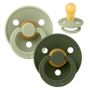Bibs Rund Colour Schnuller - 2er-Pack - Gr. 3 - Naturkautschuk - Salbei/Jägergrün 
