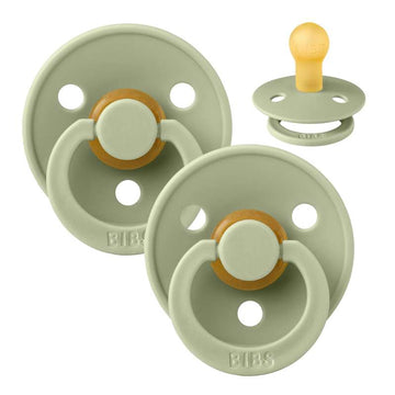 Bibs Round Colour Pacifier - 2-Pack - sz. 2 - natural rubber - Sage/Sage 