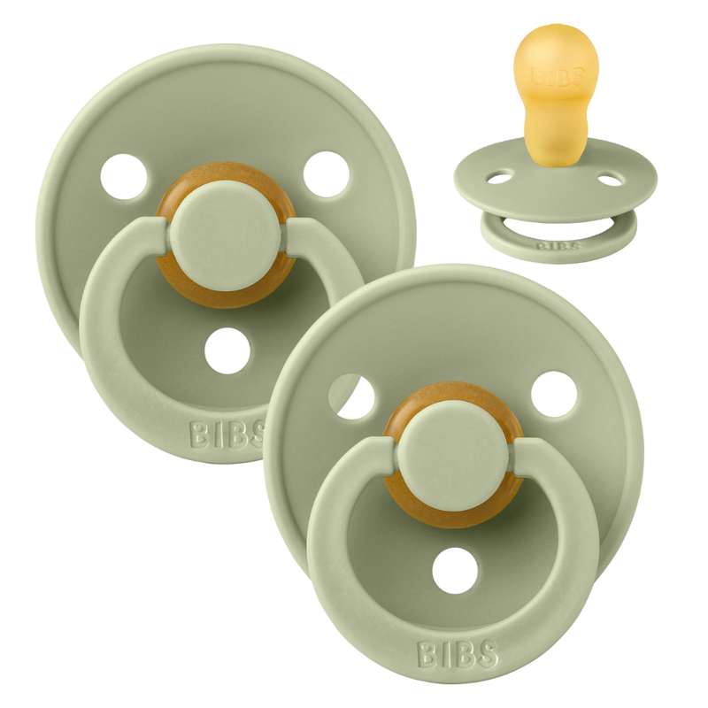 Bibs Round Colour Pacifier - 2-Pack - sz. 3 - natural rubber - Sage/Sage 