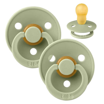 Bibs Round Colour Pacifier - 2-Pack - sz. 3 - natural rubber - Sage/Sage 