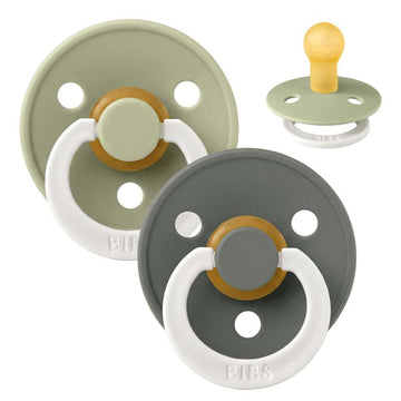 BIBS Rund Colour Sut - 2-Pak - Str. 1 - Naturgummi - GLOW - Sage/Pine