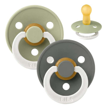 BIBS Rund Colour Sut - 2-Pak - Str. 2 - Naturgummi - GLOW - Sage/Pine