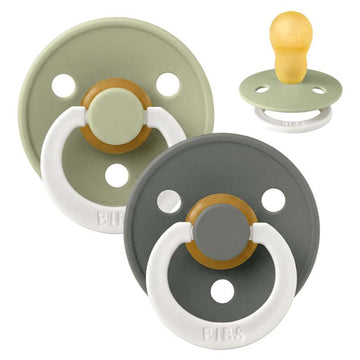 BIBS Rund Colour Sut - 2-Pak - Str. 3 - Naturgummi - GLOW - Sage/Pine