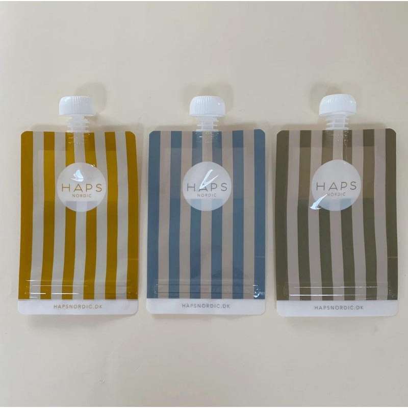 HAPS Nordic Sacs à Smoothie Réutilisables - Pack de 3 - Rayures Marines Froides 