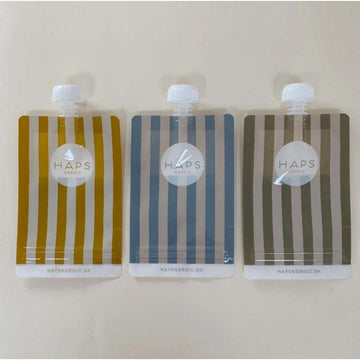 HAPS Nordic Sacs à Smoothie Réutilisables - Pack de 3 - Rayures Marines Froides 