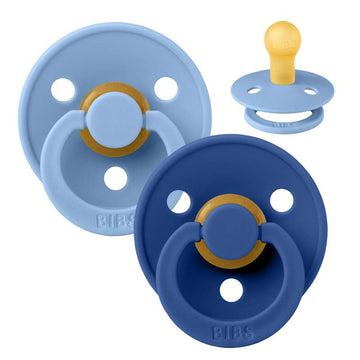 Succhietto Bibs Rotondo Colour - 2-Pak - tg. 1 - gomma naturale - Blu cielo/Fiordaliso 