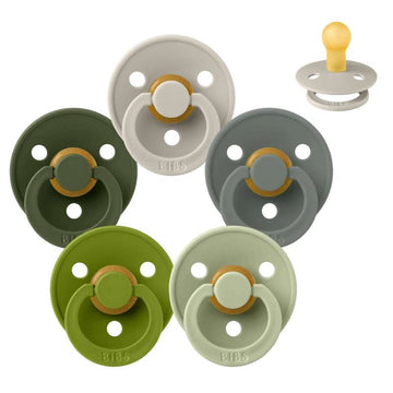 BIBS Colour ronde - lot de sucettes - 5 pcs - Taille 1 - Soft Moss