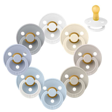 BIBS Colour ronde - lot de sucettes - 8 pcs - Taille 2 - Soft and Clear
