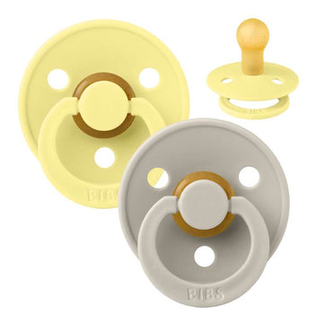 Bibs Round Colour Pacifier - 2-Pack - sz. 1 - natural rubber - Sunshine/Sand 