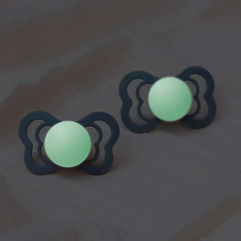 BIBS Symmetrisk Supreme Smokk - 2-pak - Str. 2 - Naturgummi - GLOW - Blush/Vanilla