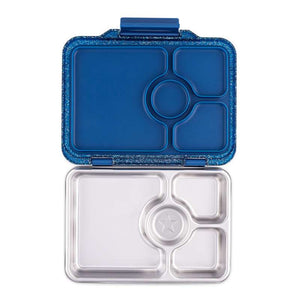 Yumbox Pojemnik na jedzenie - Presto ze stali nierdzewnej - 4 przegrody - Nocny niebieski brokat 
