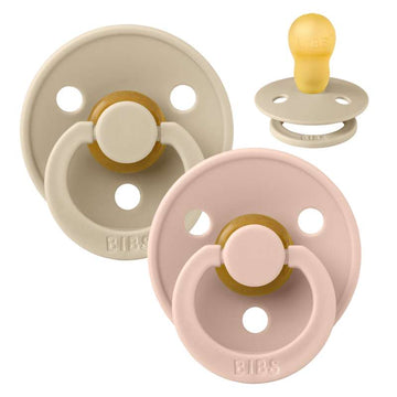 Bibs Ronde Colour Fopspeen - 2-Pack - mt. 3 - natuurrubber - Vanille/Blush 