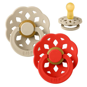 BIBS Rund Boheme smokk - 2-Pak - str. 2 - naturgummi - Vanilje/Candy Apple 