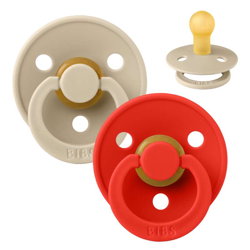 Chupete Bibs Redondo Colour - 2-Pack - t. 1 - caucho natural - Vainilla/Manzana de Caramelo 