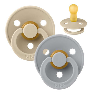 Chupete Bibs Redondo Colour - 2-Pack - t. 1 - caucho natural - Vainilla/Nube 