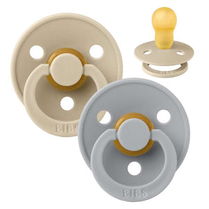 Sucette BIBS ronde Colour - Lot De 2 - Taille 3 - Caoutchouc Naturel - Vanilla/Cloud