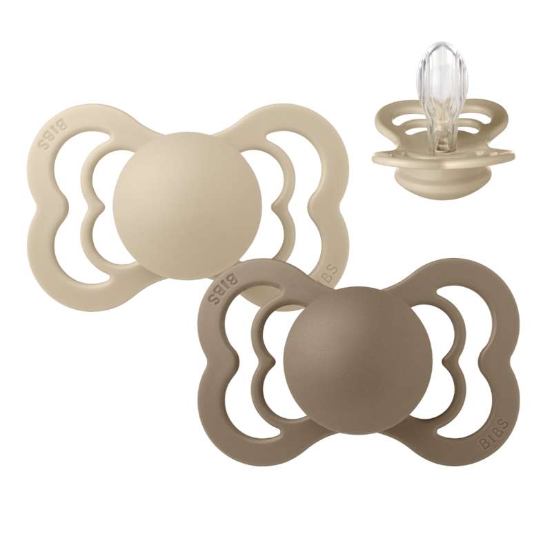 Bibs Supreme Pacifier - 2-Pack - sz. 2 - Silicone - Vanilla/Dark Oak 