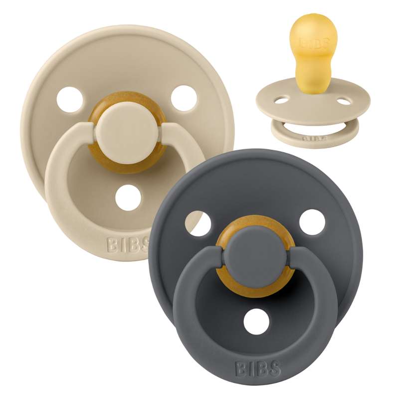Sucette Bibs Rond Colour - 2-Pak - t. 3 - caoutchouc naturel - Vanille/Fer 