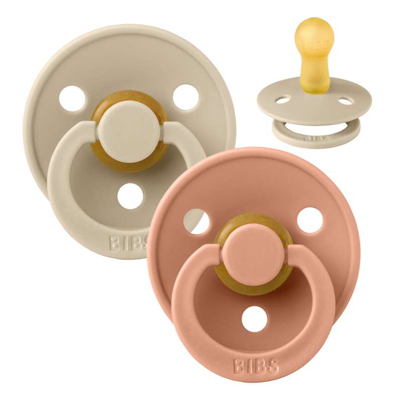 Bibs Round Colour Pacifier - 2-Pack - sz. 2 - natural rubber - Vanilla/Peach 