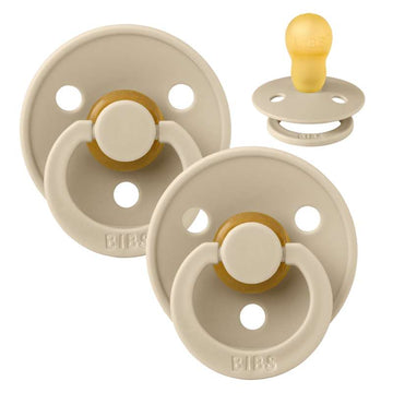 Sucette Bibs Rond Colour - 2-Pack - t. 3 - caoutchouc naturel - Vanille/Vanille 