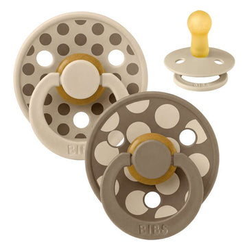 BIBS Rund Colour Sut - 2-Pak - Str. 2 - Naturgummi - Mix Polka Studio - Vanilla/Dark Oak